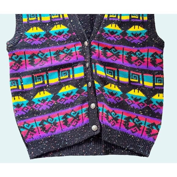 Vintage JUSTINE TODD Southwest Inspired Sweater Vest 80s 90s Size Large - Picture 3 of 8